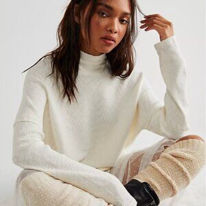 Free People Ivory Mock Neck Tunic Sweater